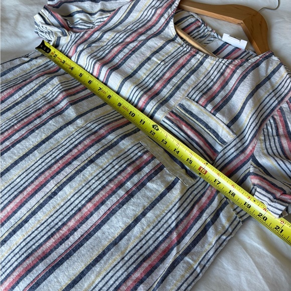 Liz Claiborne Multicolor Striped Linen short sleeved shirt top medium - Picture 6 of 7